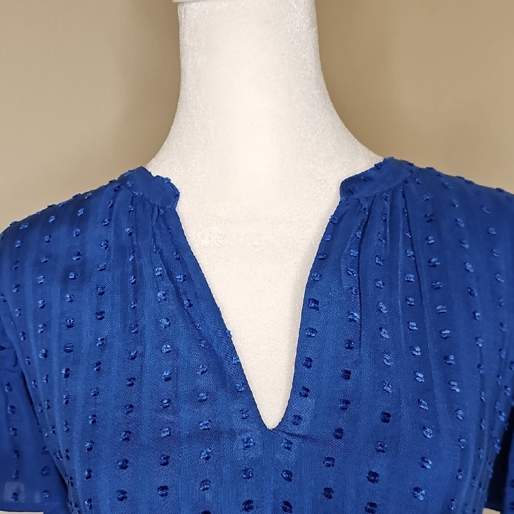 Ann Taylor Blue V-Neck Flutter Sleeve Dress Sz XL - Picture 2 of 9